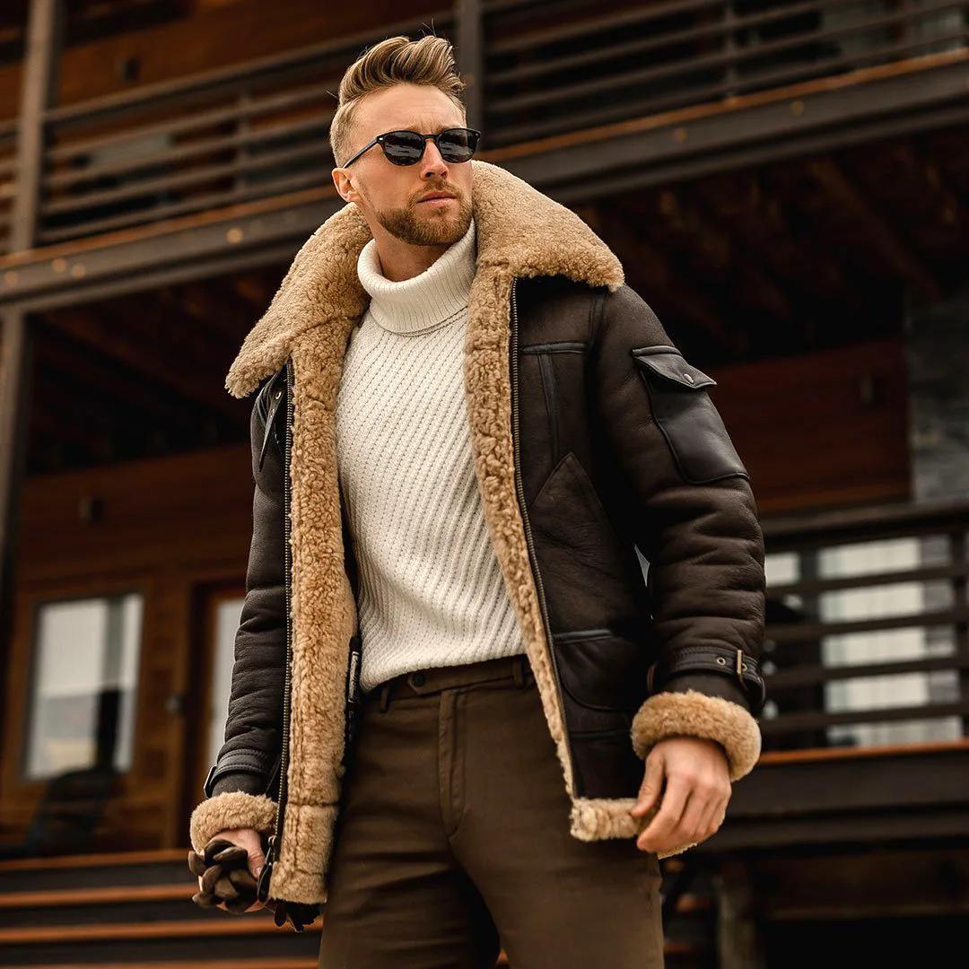 RAISE Veste d'hiver pour homme en polaire épaisse, style vintage, col rabattable, manteau cargo à ma