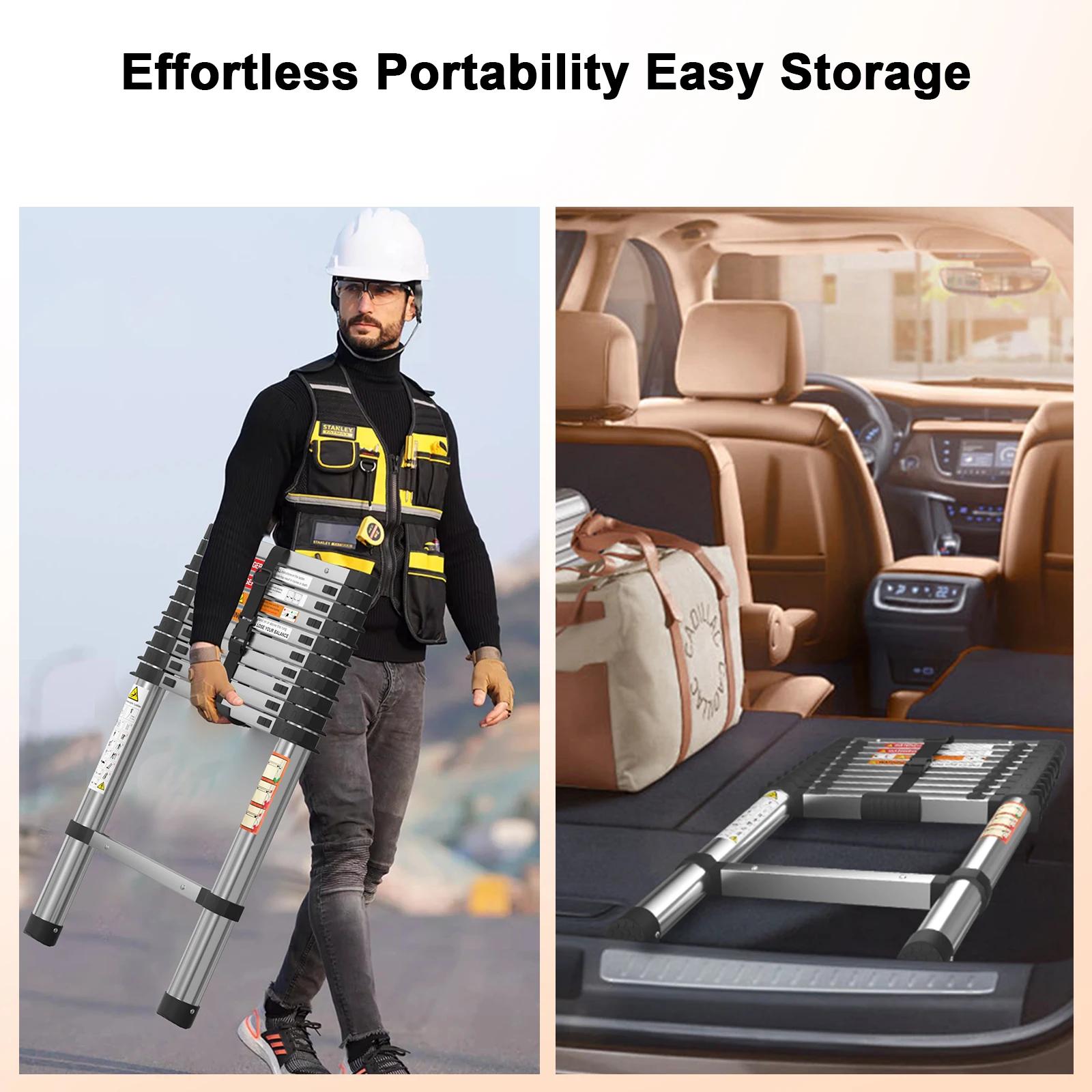 Échelle télescopique en acier inoxydable, charge 150kg, extensible pratique, pour tirer des murs, ch
