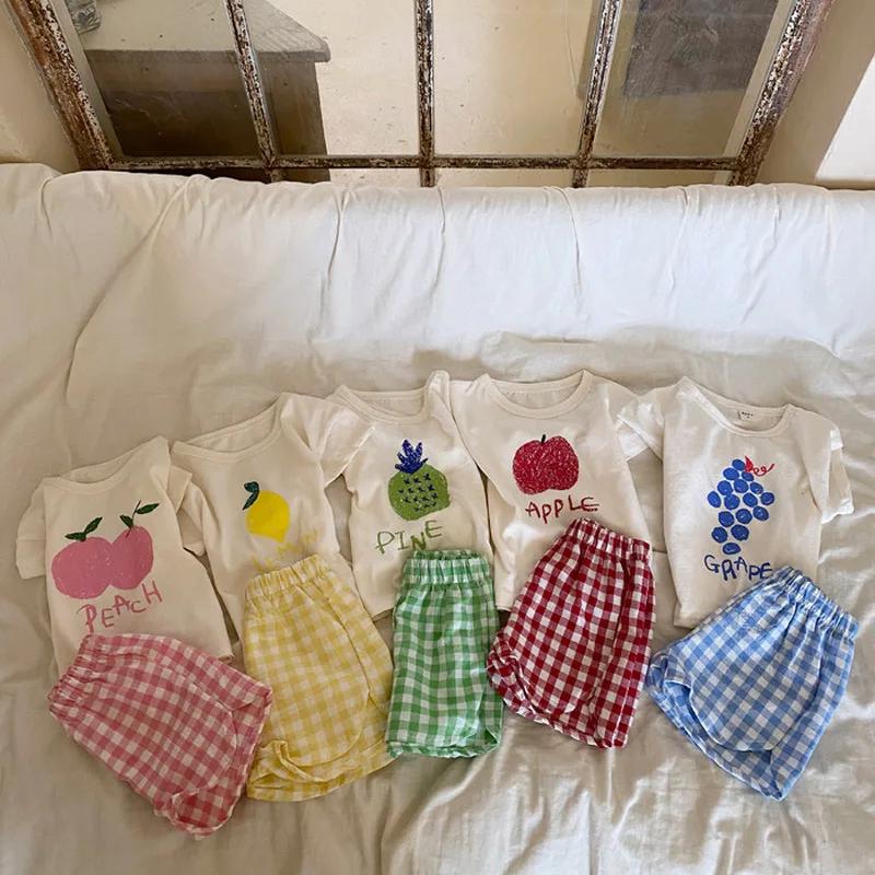 Ensemble pyjama en coton pour bébé, sans manches, vêtements de nuit pour bébé, dessin animé, vêtemen