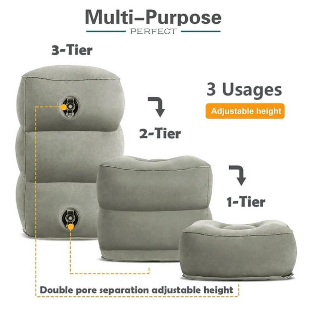 Oreiller gonflable de repose-pieds de couchage pour les voyages aériens, coussin de repose-pieds de