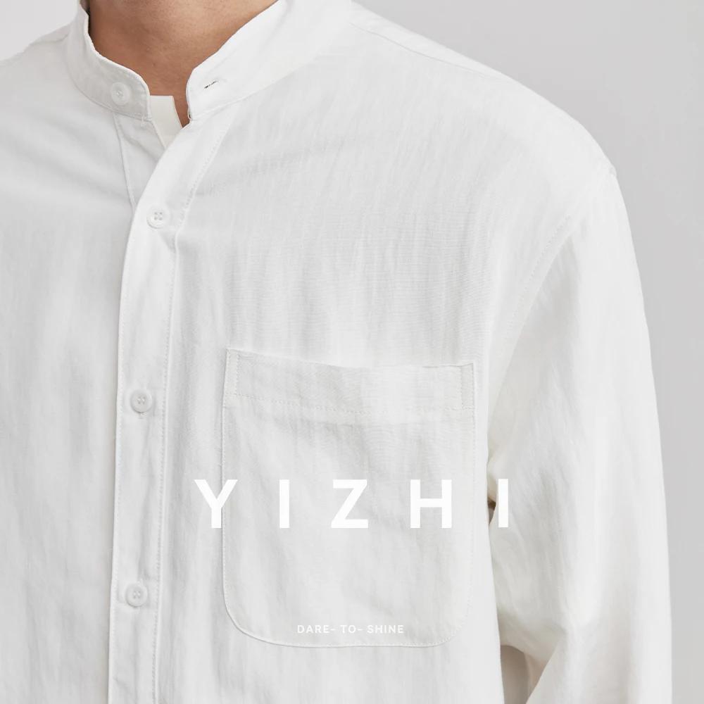 Chemise décontractée pour homme en lin, style chinois, col montant, printemps 2026, légèrement ample