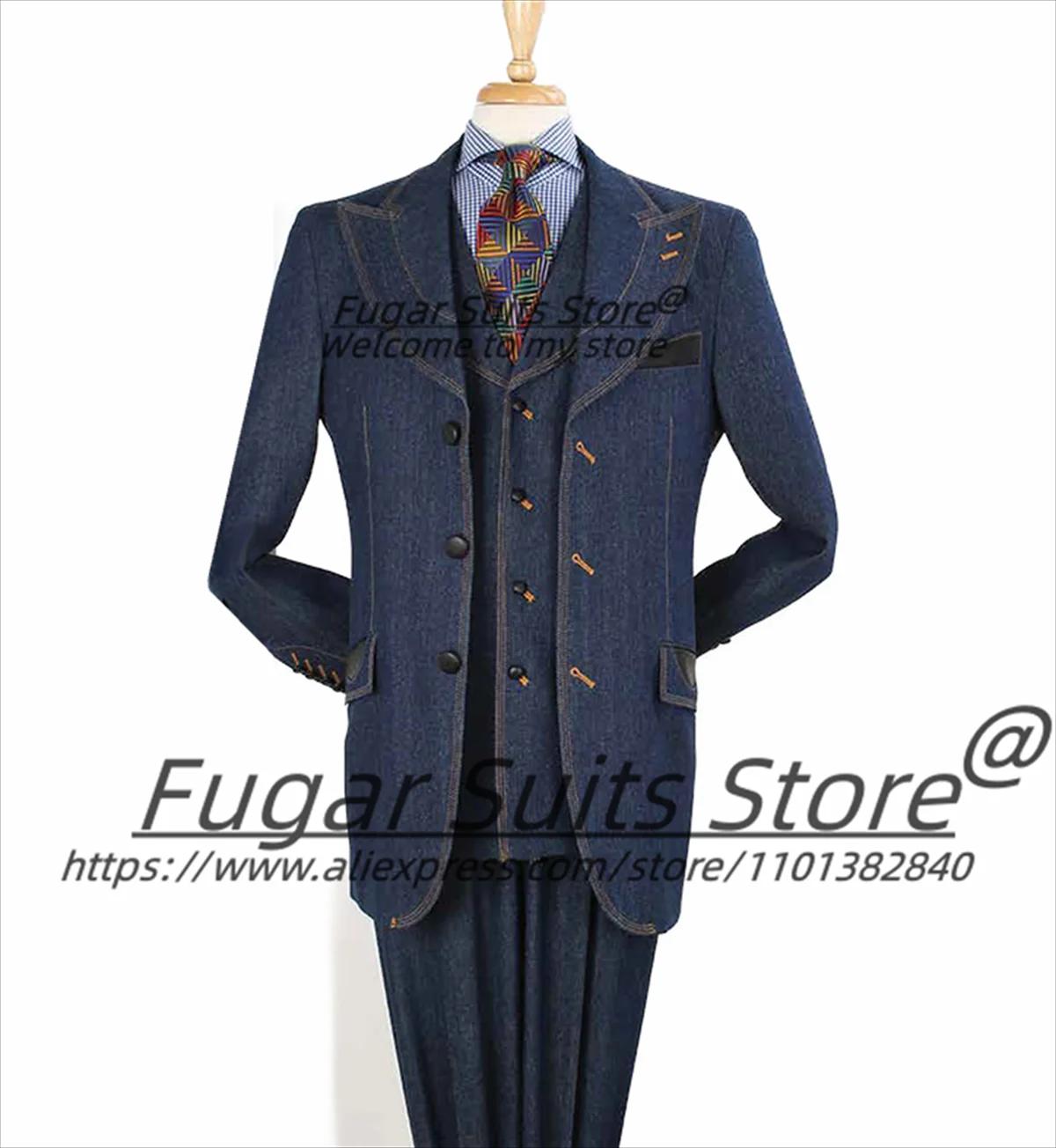 Costumes de Cowboy Homme Élégants et de Haute Qualité, Sur Mesure, Coupe Slim, Revers Pointus, pour