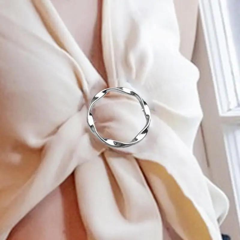 4 pièces anneau en métal taille bouton écharpe bouton mode coin ourlet taille noué broches femmes T-