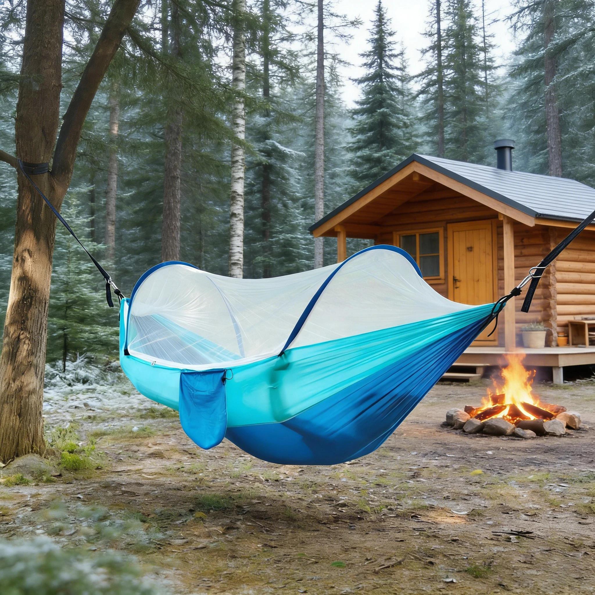 Hamac de camping camouflage avec moustiquaire, hamac portable anti-moustiques pour la randonnée en p