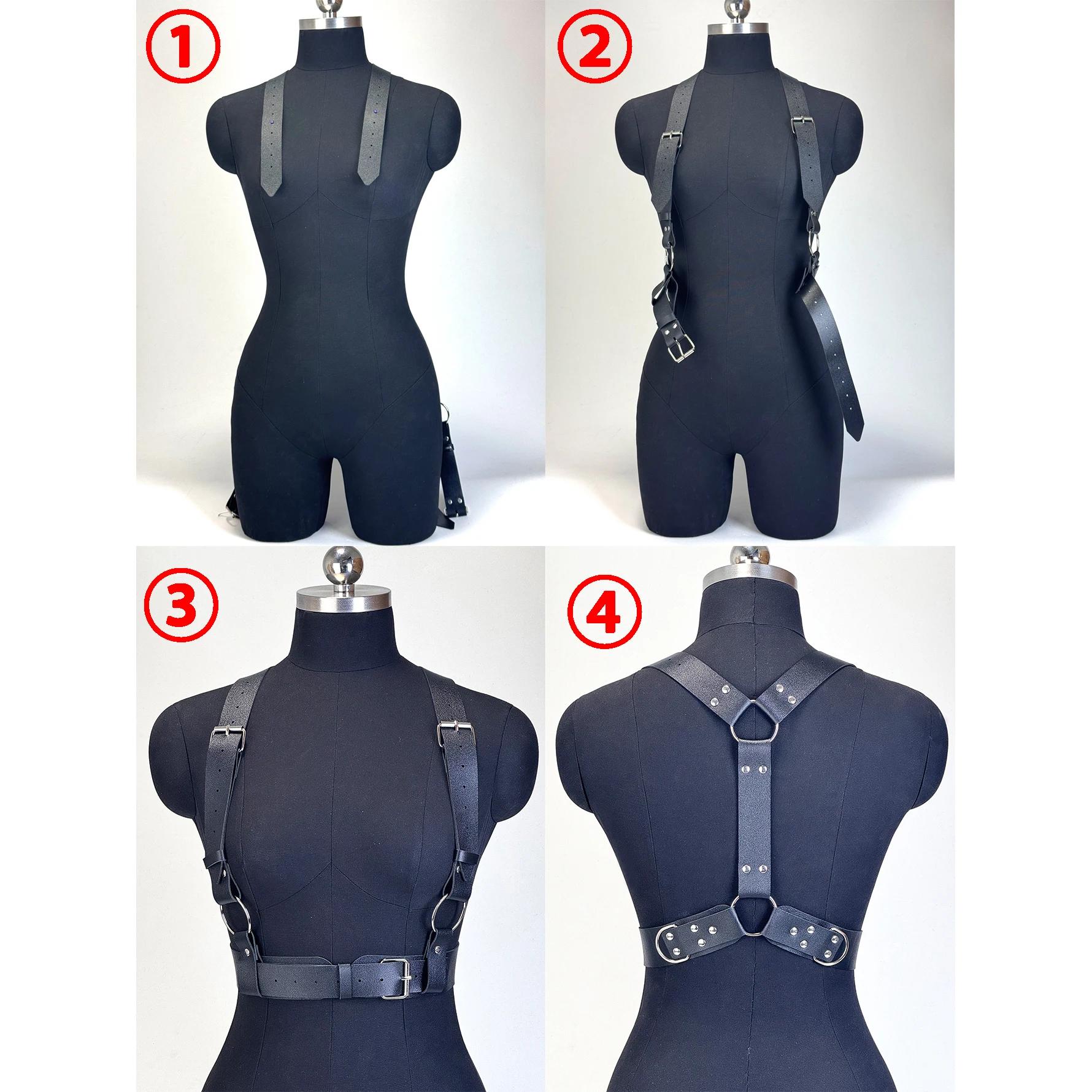 Harnais en cuir PU pour femmes, ceinture de taille Punk cloutée, sangles de harnais décoratives, bre