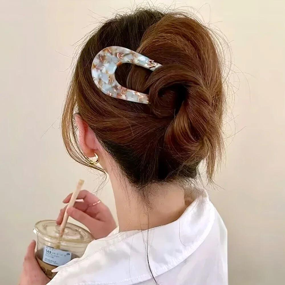 Fourchettes à cheveux de Styles français, épingles à cheveux en forme de U en écaille de tortue pour