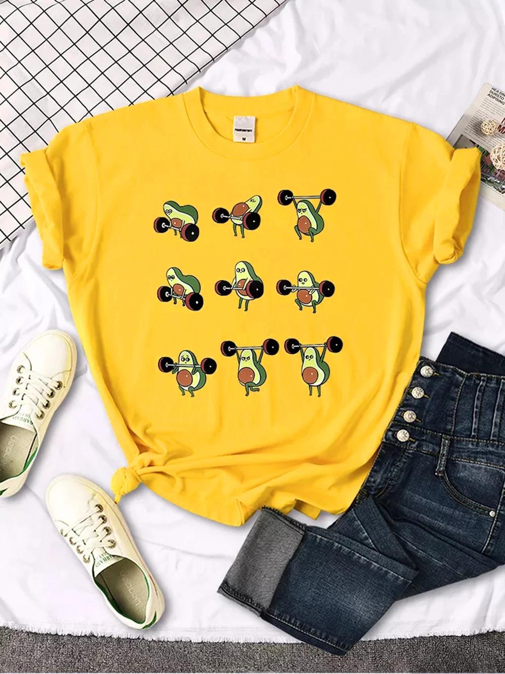 T-shirt femme avocat image de dessin animé t-shirt d'haltérophilie pour femmes Harajuku décontracté