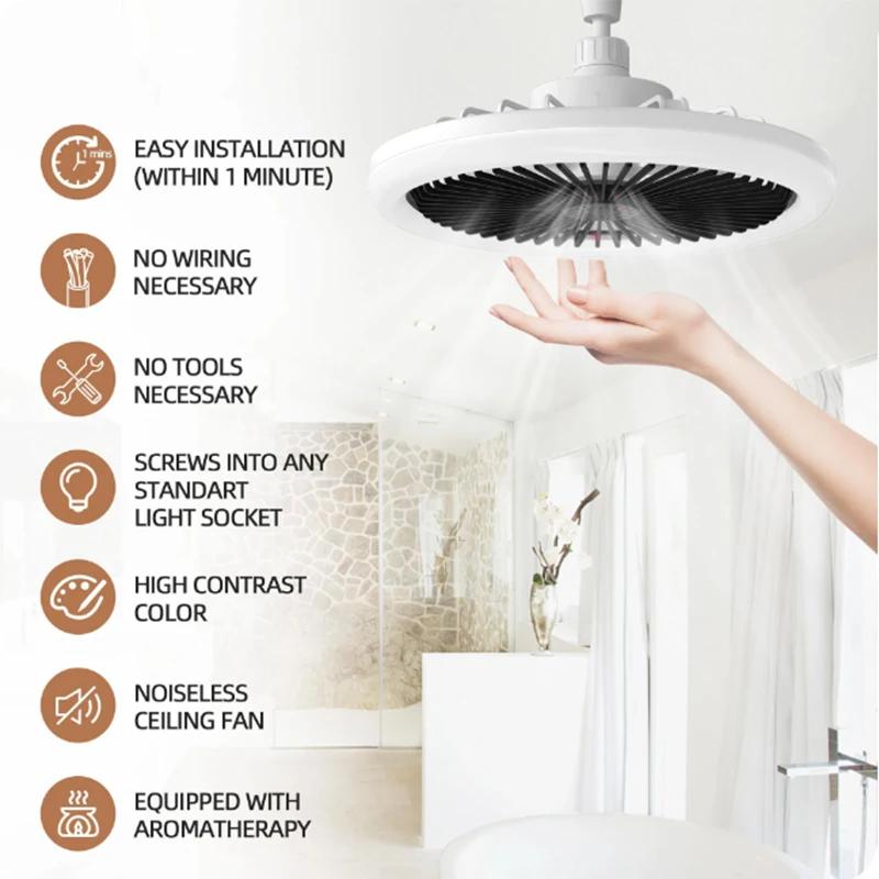 Rotatif 3in1 ventilateur de plafond lumière E27 LED convertisseur Base télécommande intelligente cha