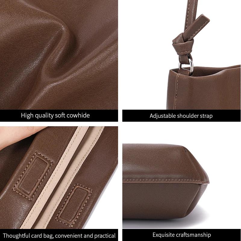 Sacs à bandoulière décontractés en cuir de vache pour femmes, sac à main en cuir véritable souple, s
