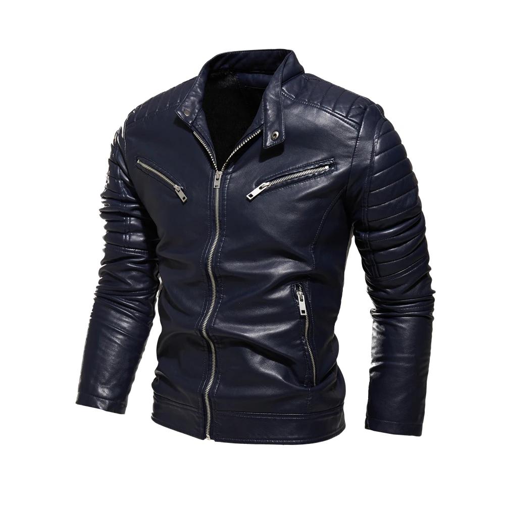 Vestes en cuir pour hommes automne décontracté moto veste en polyuréthane Biker manteaux en cuir mar