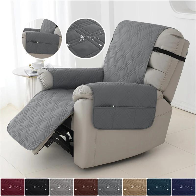 Housse de fauteuil inclinable imperméable, 1 place, couleur unie, matelassée, pour animaux de compag
