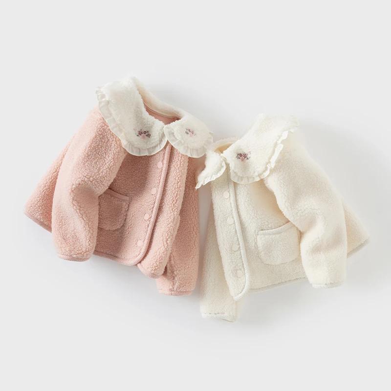 Dave Bella enfants filles bébé hauts vêtements d'extérieur 2024 nouveau automne hiver doux mignon en