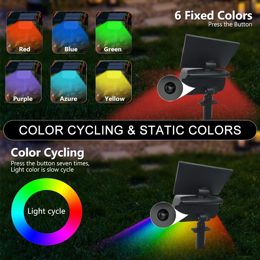 Spot solaire extérieur couleur changeante RGB 48/37/20LED solaire alimenté paysage projecteur jardin