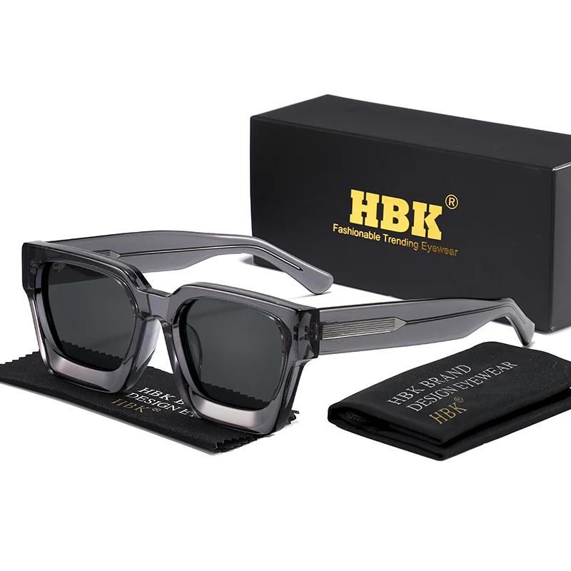 HBK TAC épais cristal acétate carré lunettes de soleil hommes haute qualité polarisé conduite lunett