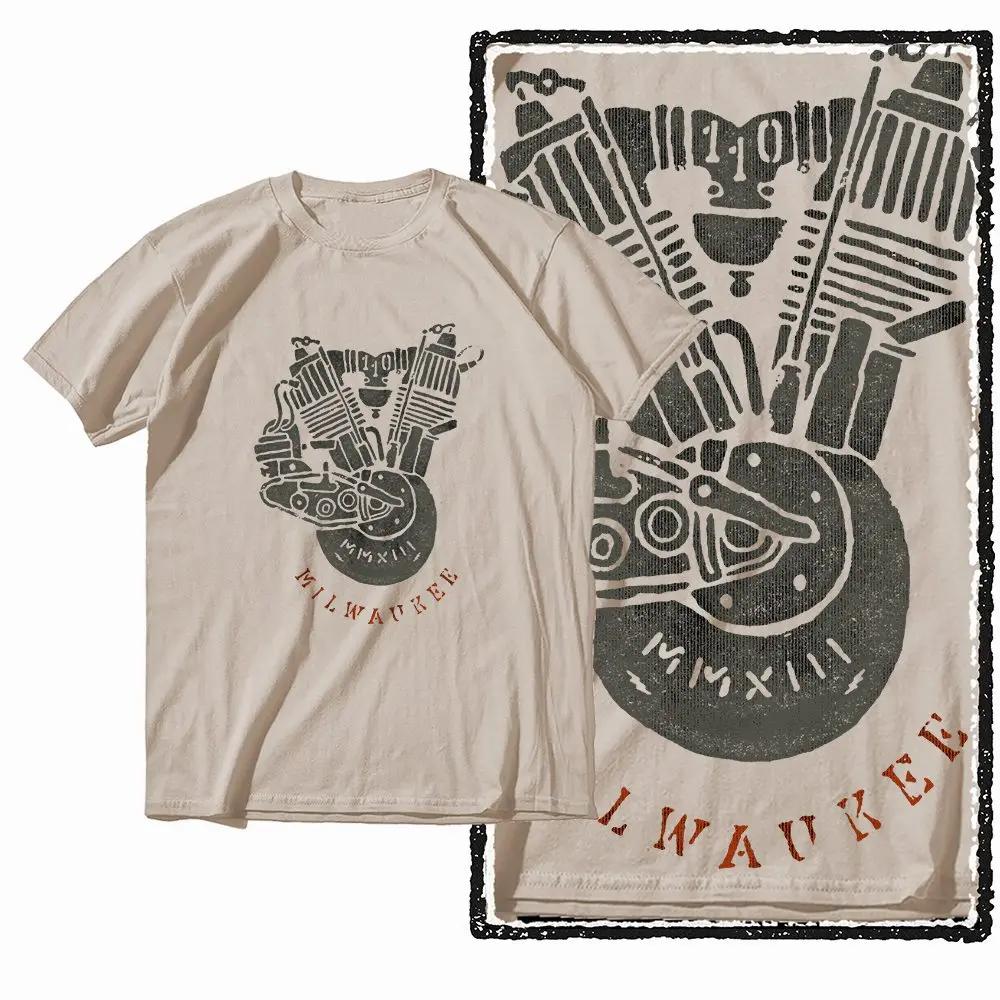 G72 T-shirt graphique moto col rond homme en coton beige | T-shirt Cool pour hommes, Streetwear,