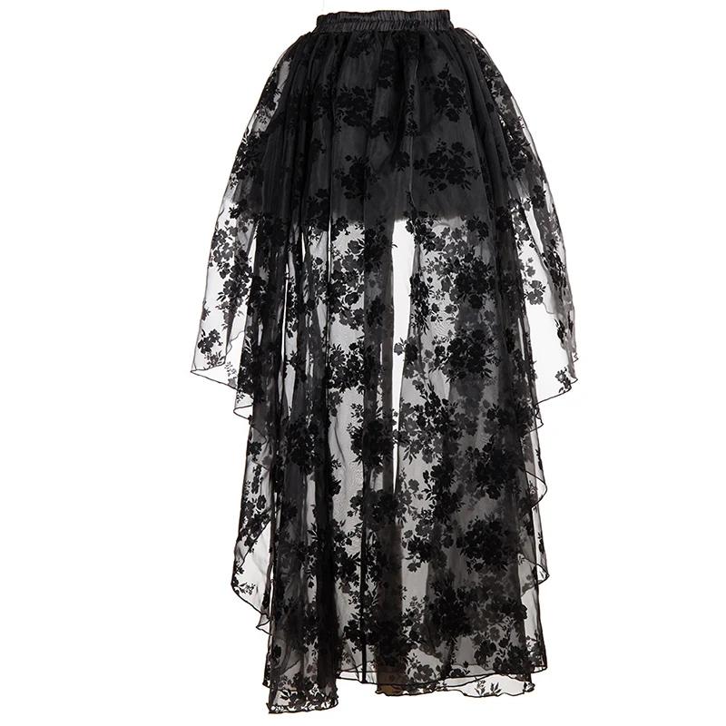 Jupe longue victorienne à motif floral rouge pour femmes, jupe Steampunk, vêtements gothiques, vêtem