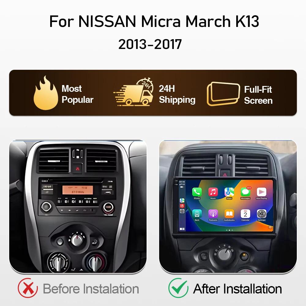 Autoradio Android 16 9 pouces pour NISSAN Micra K13 March K13 2013-2017 Carplay Écran Auto Sans 2din