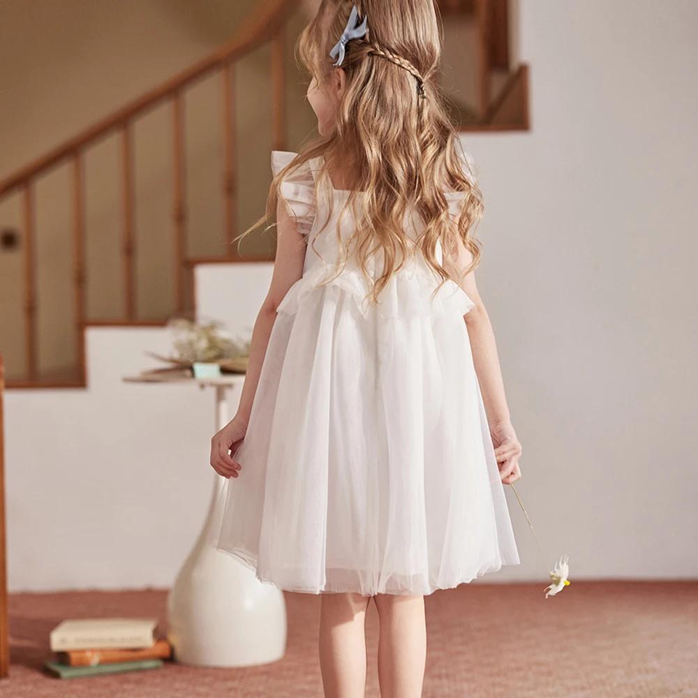 Robe de princesse en maille pour filles Dave Bella, robe de bal brodée sans manches pour enfants, ro