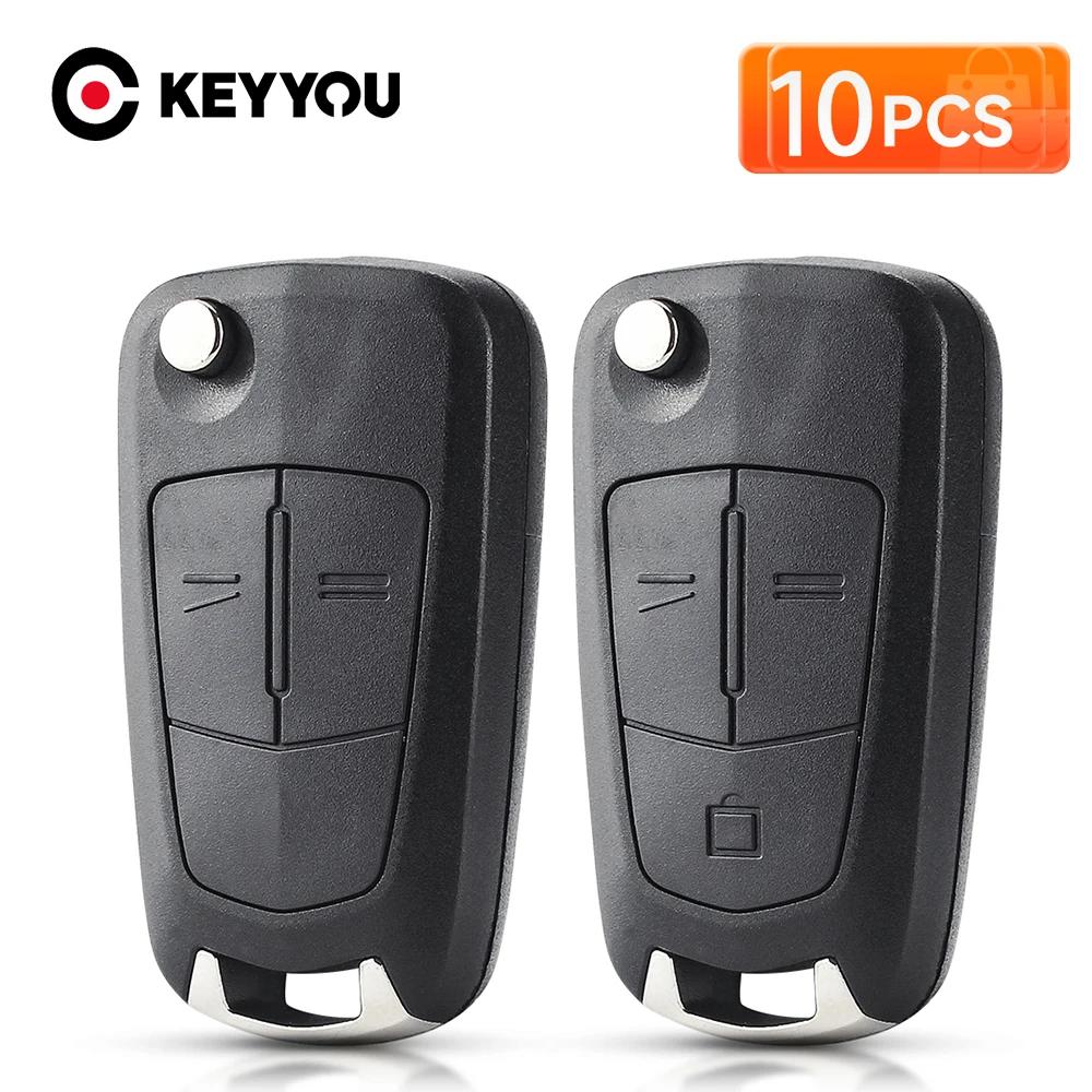 KEYYOU 10 pièces Flip télécommande pliante voiture porte-clés coque pour Vauxhall Opel Astra H Corsa