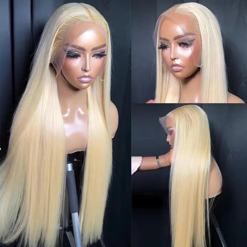 613 Blonde 13x6 HD Transparent dentelle frontale perruques de cheveux humains pour les femmes droite