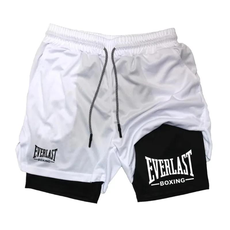 EVERLAST Short de sport ajusté pour homme, double couche, séchage rapide, pantalon de compression co