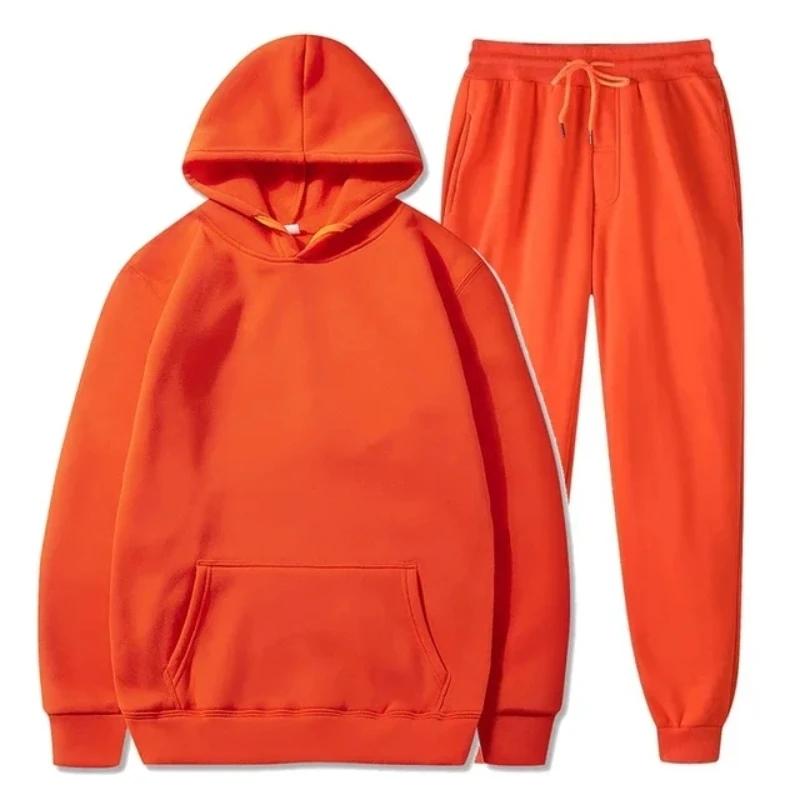 Sweat à capuche en polaire de base et pantalons de survêtement Ensemble hommes survêtement ensemble