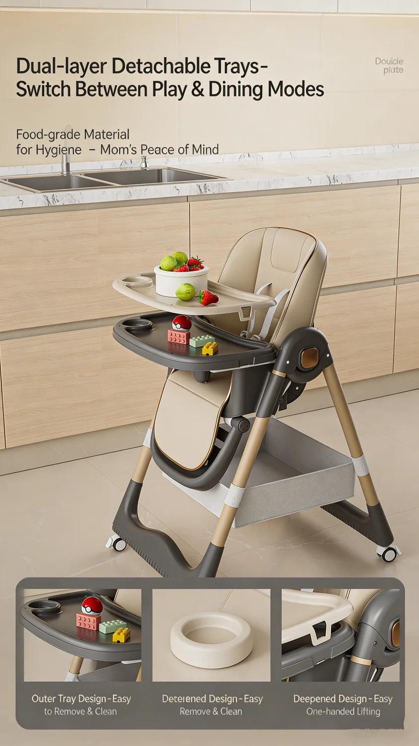 Chaise haute 4 en 1 Grow-with-Me pour bébé et tout-petit – Fauteuil inclinable, alimentation, modes