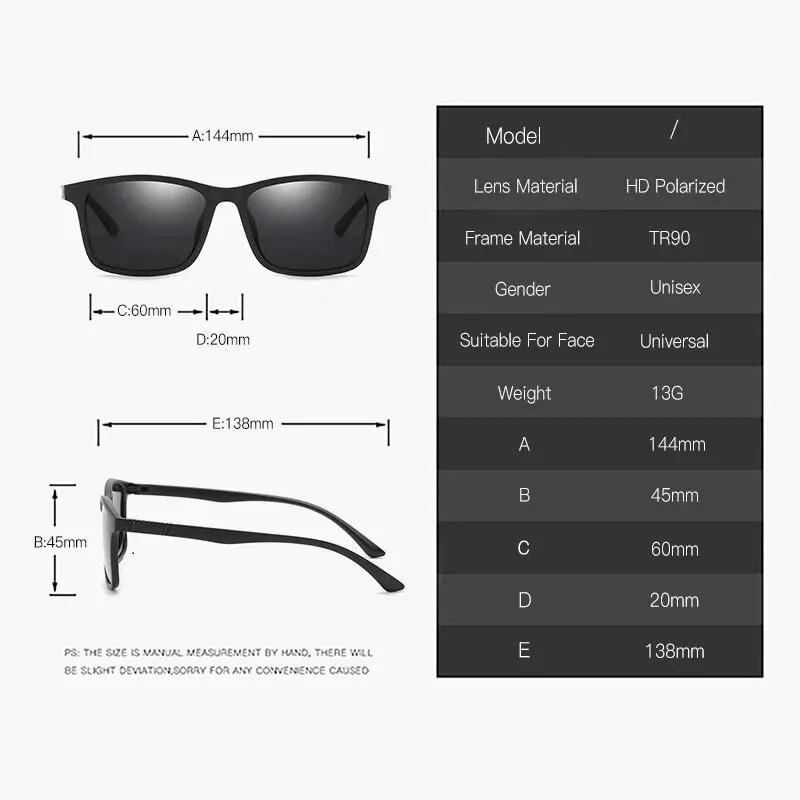 Hommes de luxe lunettes de soleil polarisées mode Vintage carré Ultra léger TR90 cadre conduite pêch
