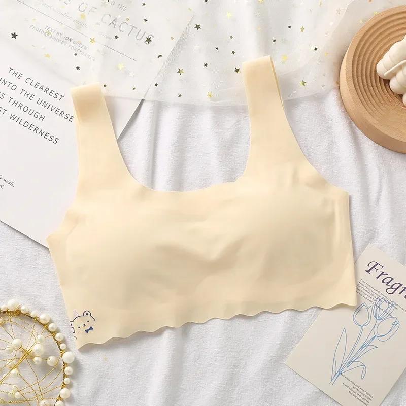 Sous-vêtements tubulaires sans couture pour enfants, gilet blanc/rose, période de développement pour