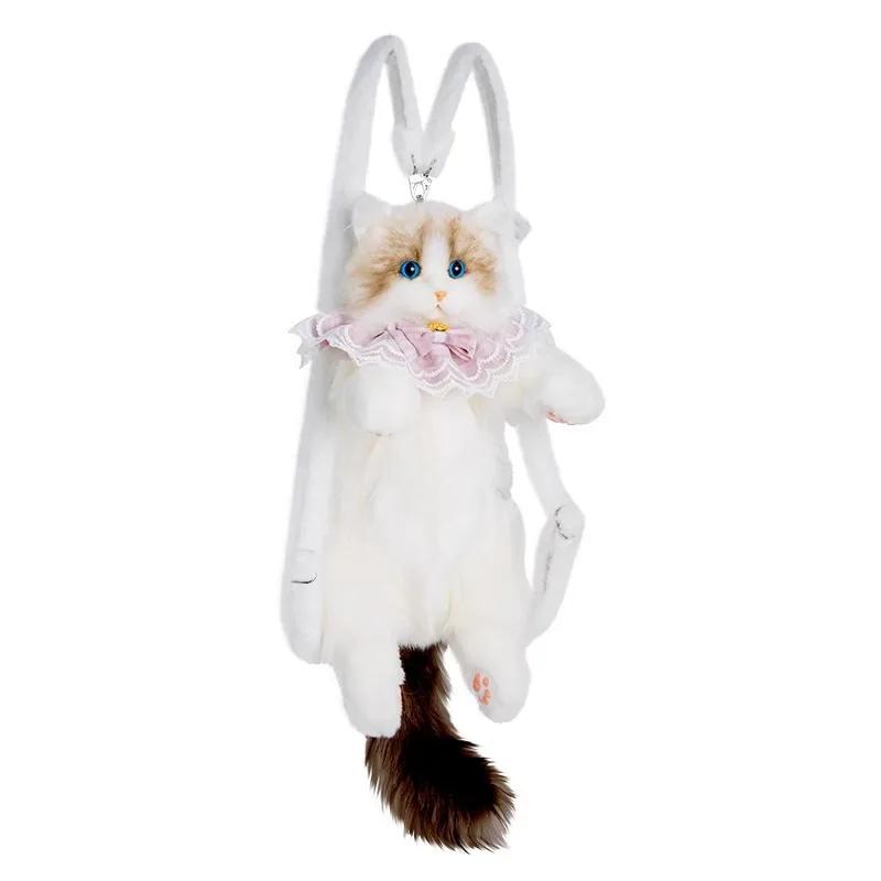 Sac à dos chat en peluche pour garçons filles enfants cartable mignon dessin animé sacs d'école mate