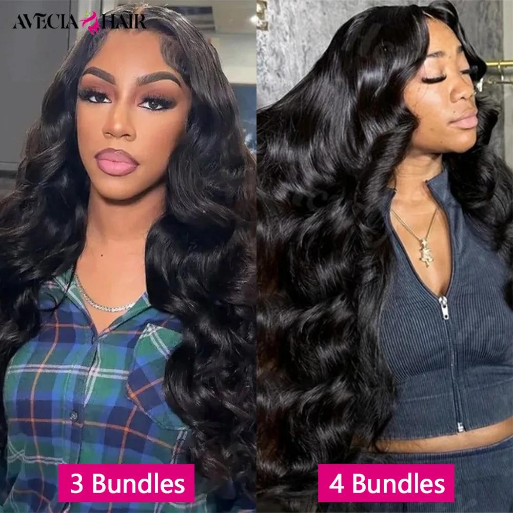 AVECIA-Mèches Indiennes Ondulées 100% Naturelles pour Femme, Extensions de Cheveux Humains Bruts, Qu