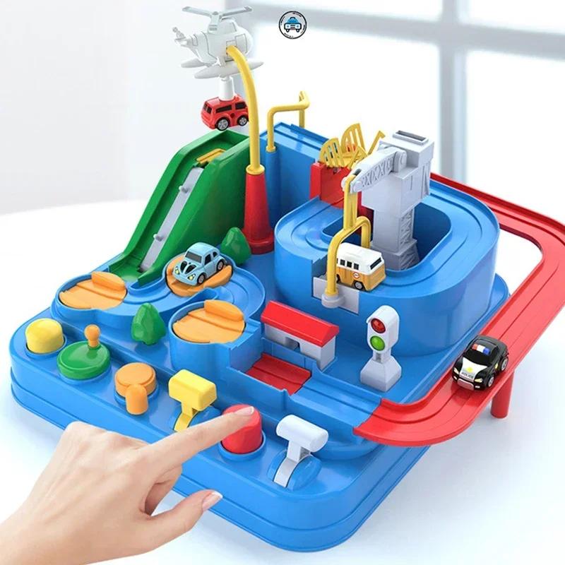 Modèle de voiture sur Rail de course, jouets éducatifs pour enfants, jeu d'aventure sur piste, cerve