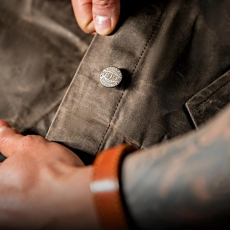 Maden – veste cirée à l'huile Vintage pour hommes, col montant, Version III, toile imperméable, coul
