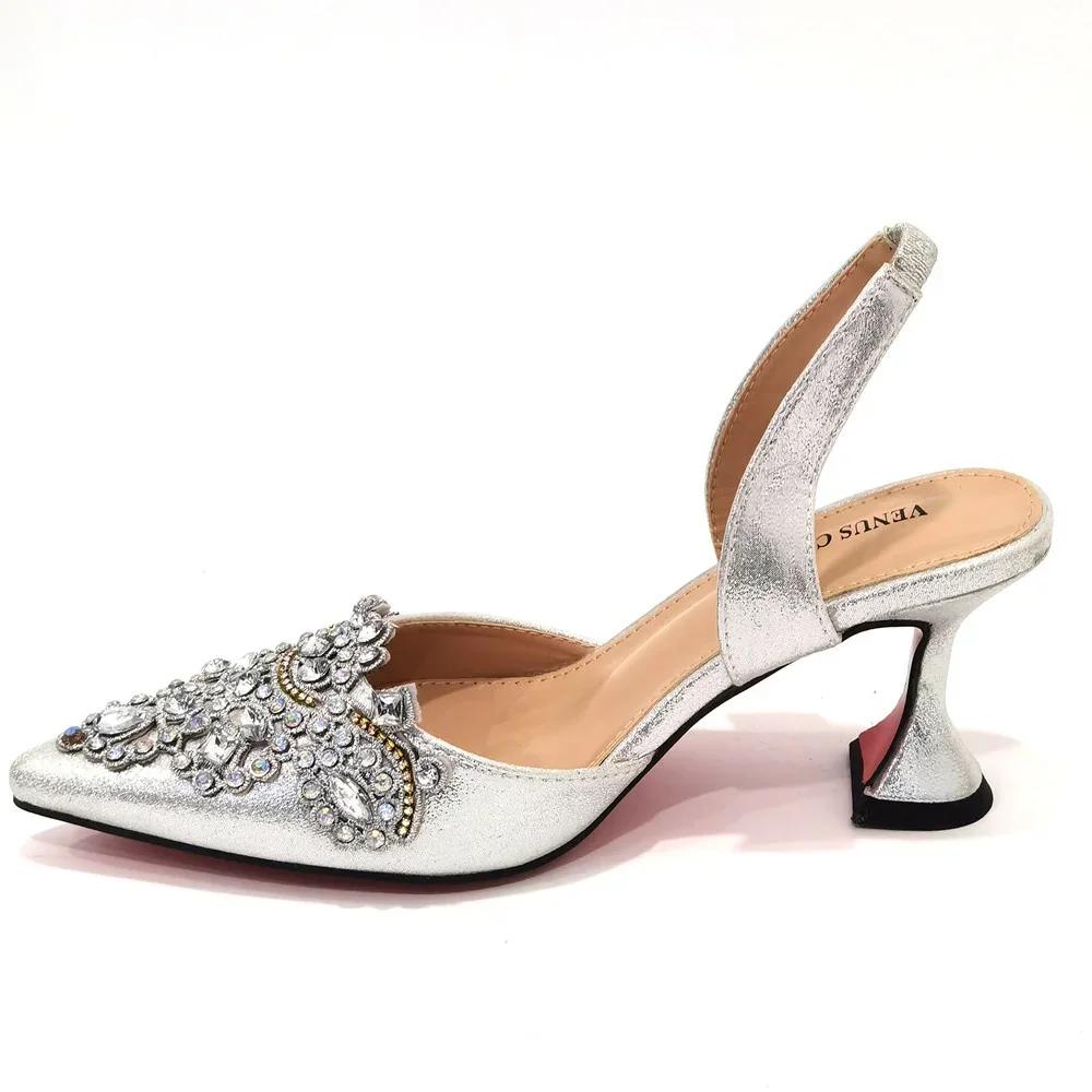 Ensemble de sac et chaussures assortis pour femmes, chaussures pointues, Parker, design évidé, or, m
