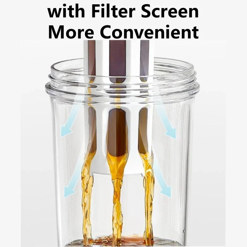 Cafetière à infusion froide manuelle 1L, avec poignée, bouteille d'eau de grande capacité, jus porta