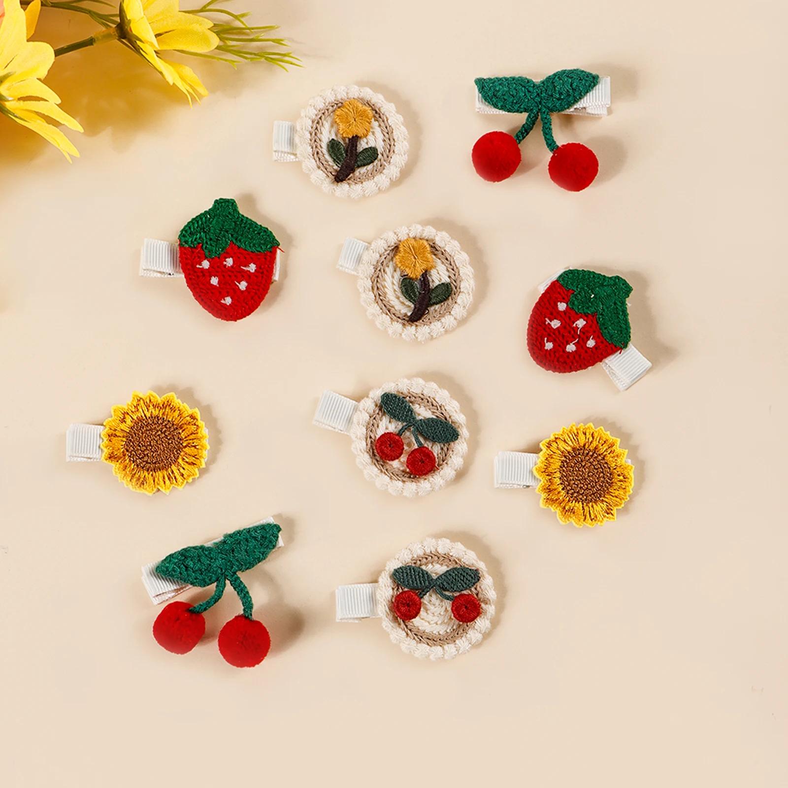 Pinces à cheveux en forme de fraise, cerise, tournesol, combinaison mignonne pour bébé, épingle à ch