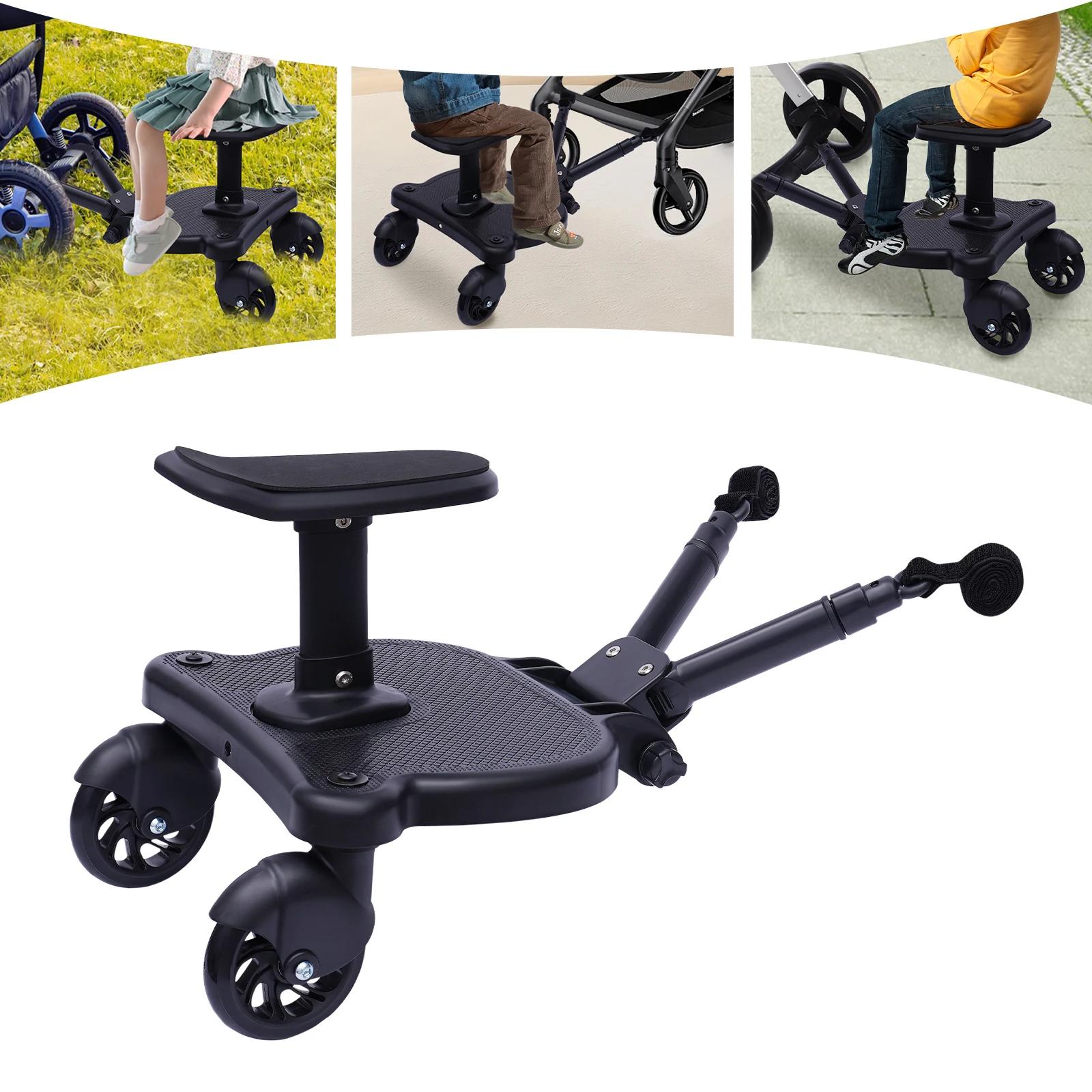 Planche de poussette universelle 2-en-1, trottinette réglable avec siège et roues amovibles pour béb