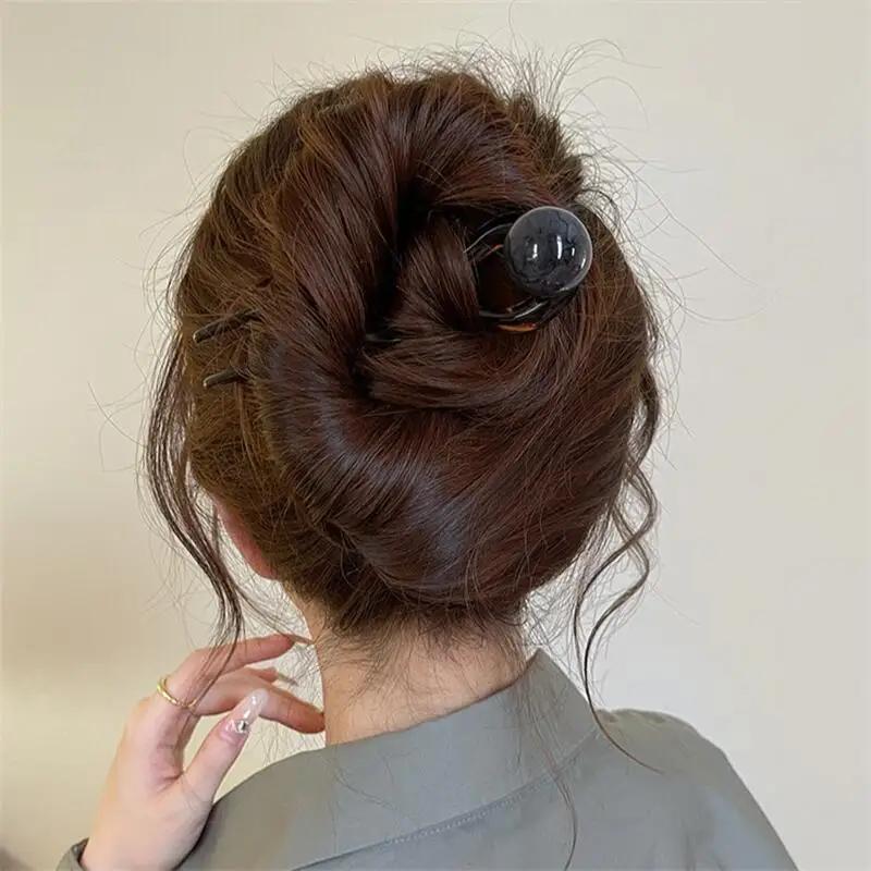 Bâtonnets à cheveux en forme de U avec perles colorées, épingle à cheveux, fourchette, chignon, doux