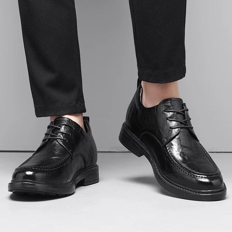 Chaussures de soirée décontractées, chaussures marron et noires pour hommes, mocassins en cuir de va