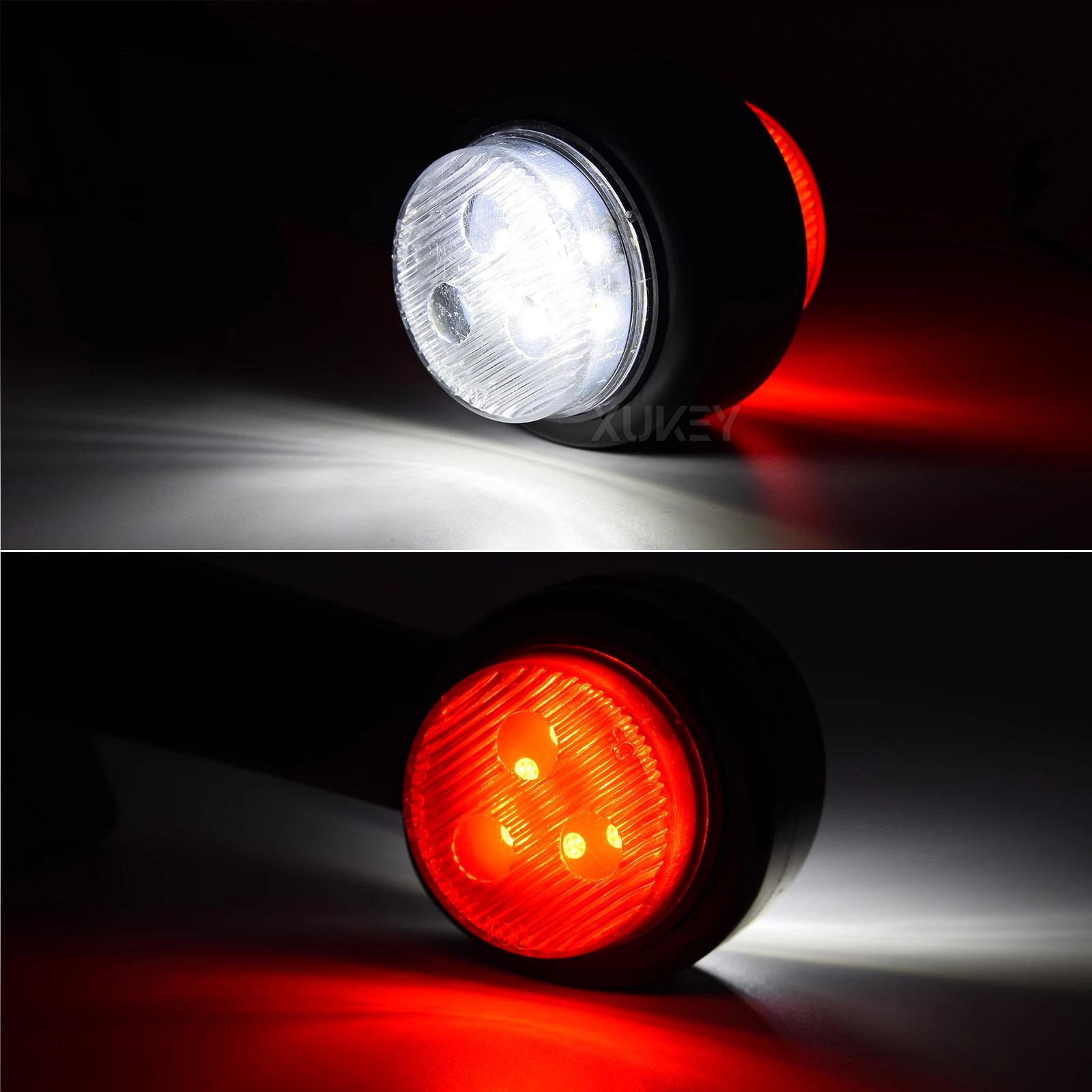 2X camion remorque LED coude en caoutchouc feu de position latéral blanc rouge contour indicateur de