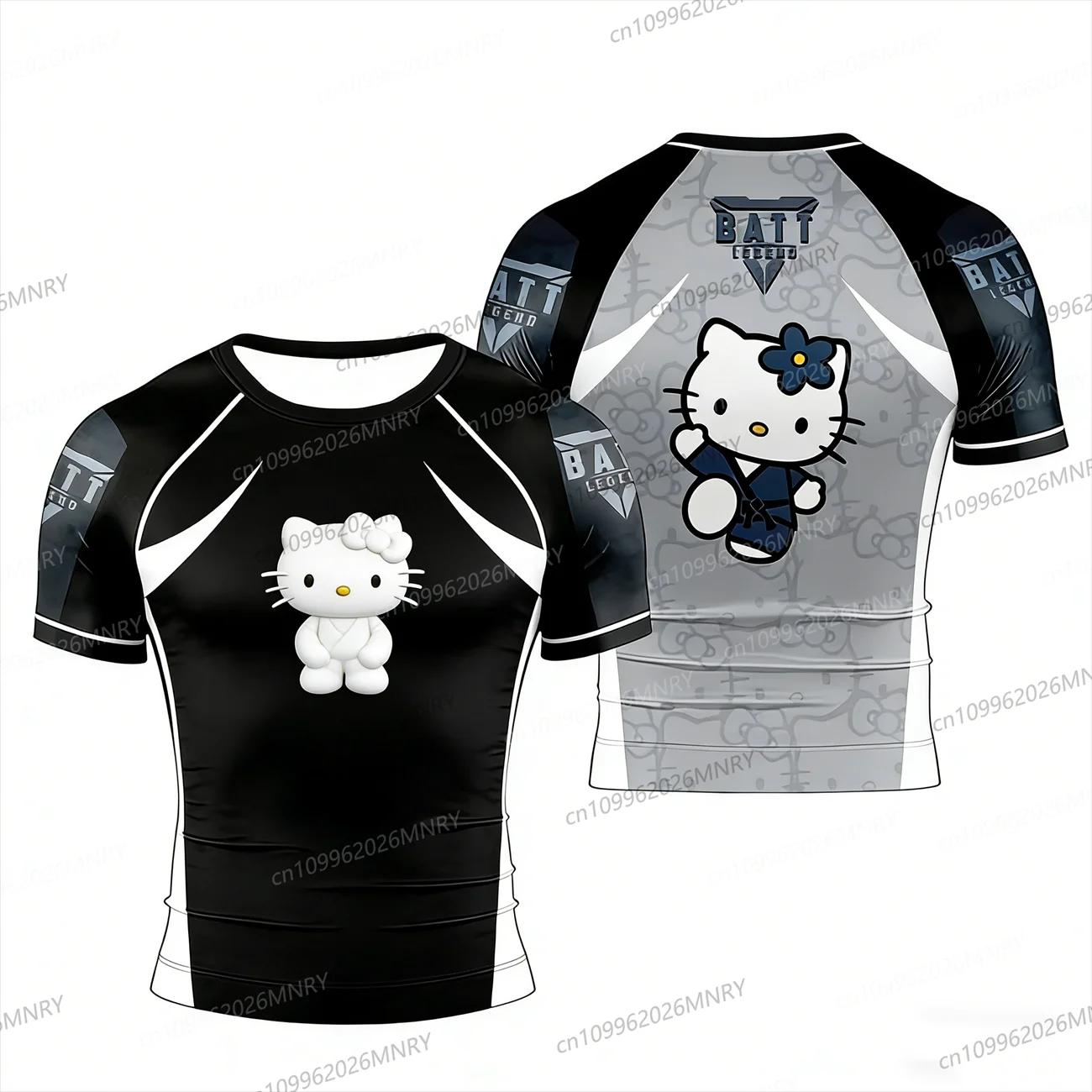T-shirt imprimé Hello Kitty pour hommes et femmes, maillot de football, de jujitsu, de gymnastique,