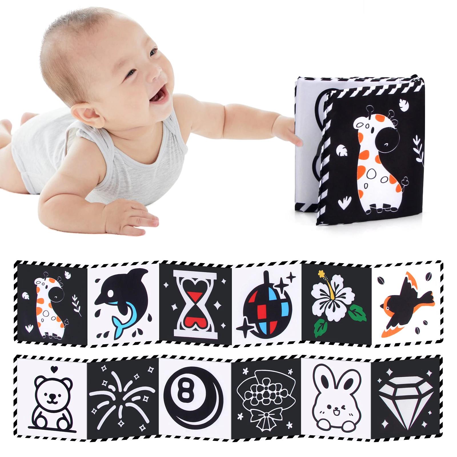 Livre en tissu pour bébé, jouets pour bébé à contraste élevé, jouets pour berceau pour nouveau-nés 0