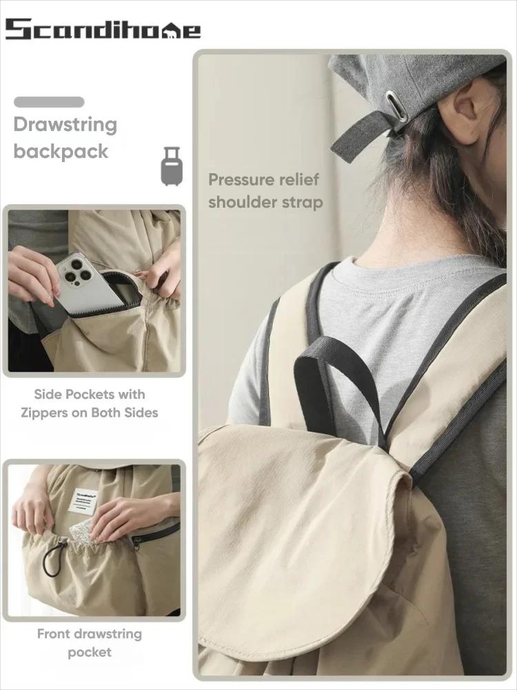 Grand sac à dos imperméable en nylon avec cordon de serrage pour hommes et femmes, compartiment pour
