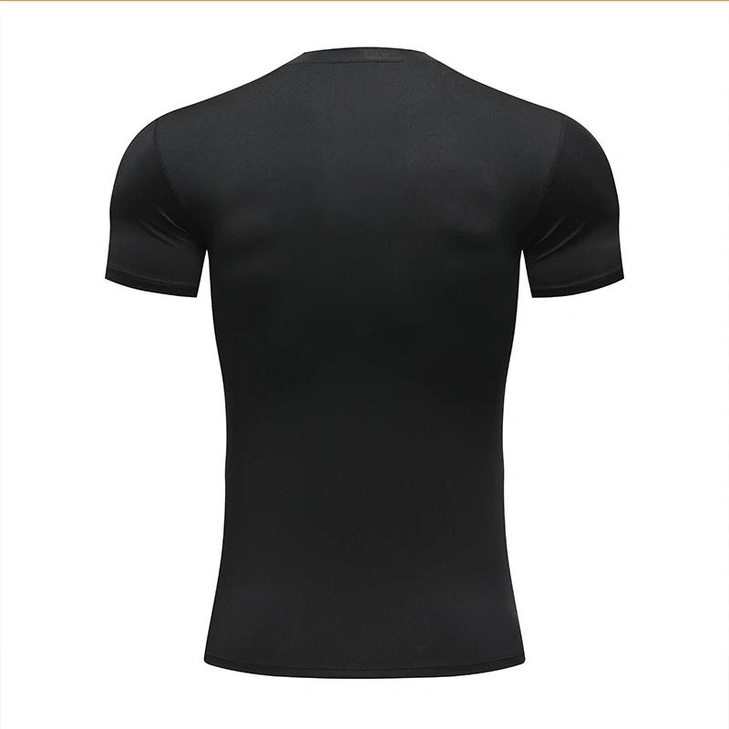 Chemise de course à Compression pour hommes, vêtements de sport à manches courtes à séchage rapide,