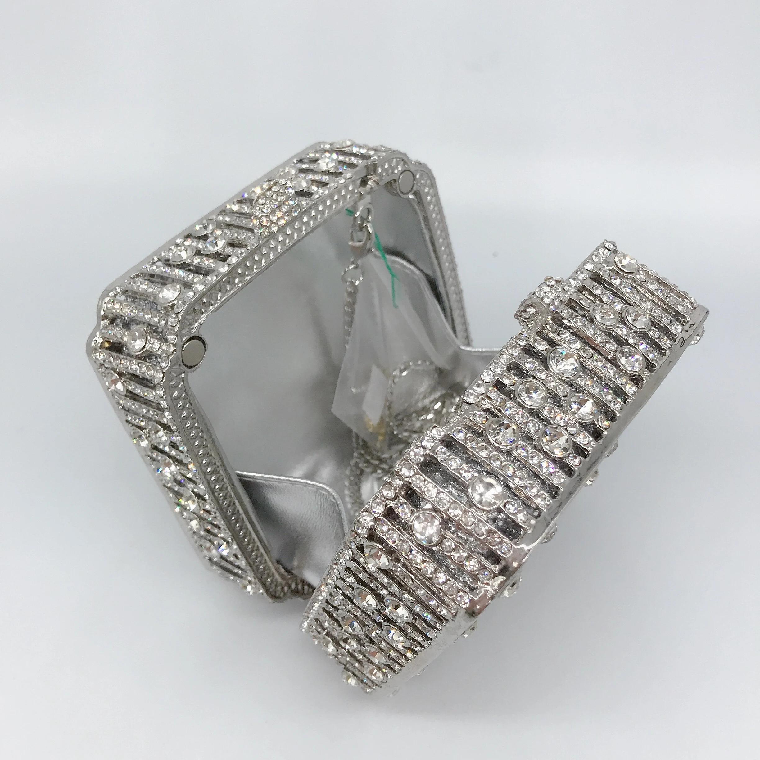 Pochette pour femmes, petite boîte carrée, sac de soirée en cristal strass à couverture complète, sa