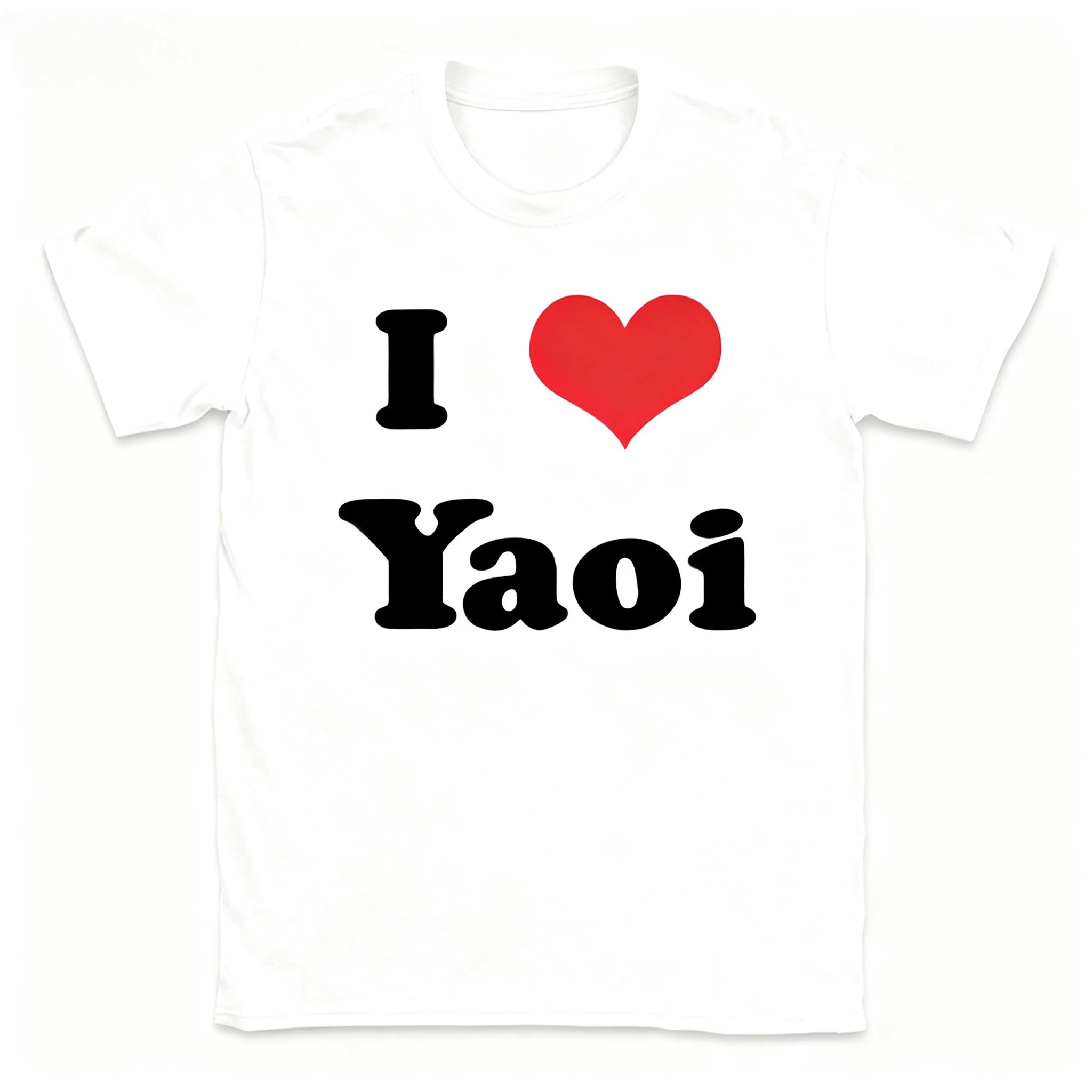 T-shirt drôle « I Love Yaoi » à col rond, décontracté, à manches courtes, streetwear, cadeau d'anniv