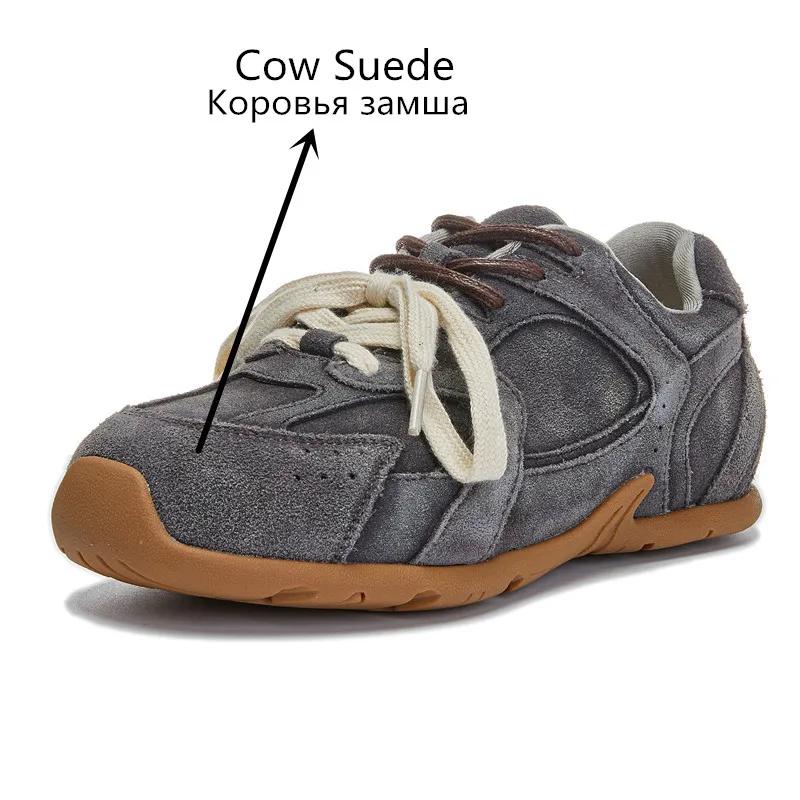MORAZORA Ins mode vache daim cuir femmes baskets de luxe plat baskets à lacets marron bleu chaussure