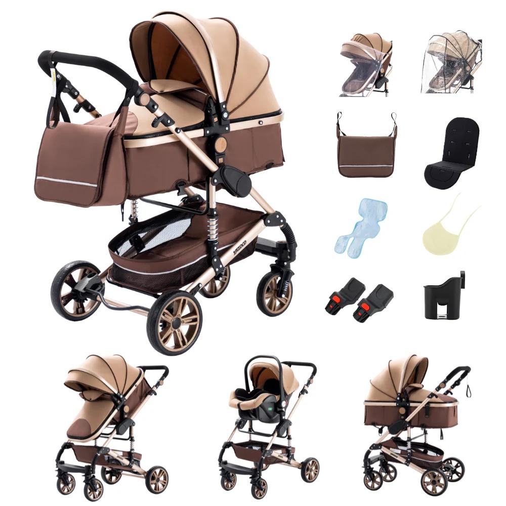 Système de voyage pour bébé 3-en-1 - Poussette pliable légère et landau, poussette portable avec cad