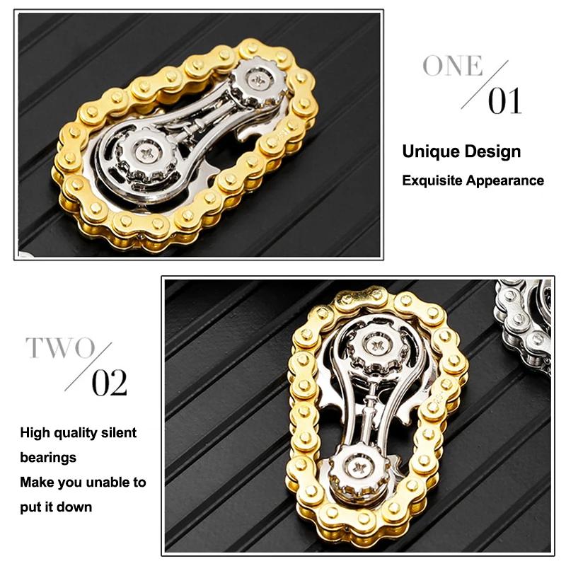 Pignons volant d'inertie gyroscope Fidget Spinner anti-stress anxiété chaînes de vélo en métal EDC S