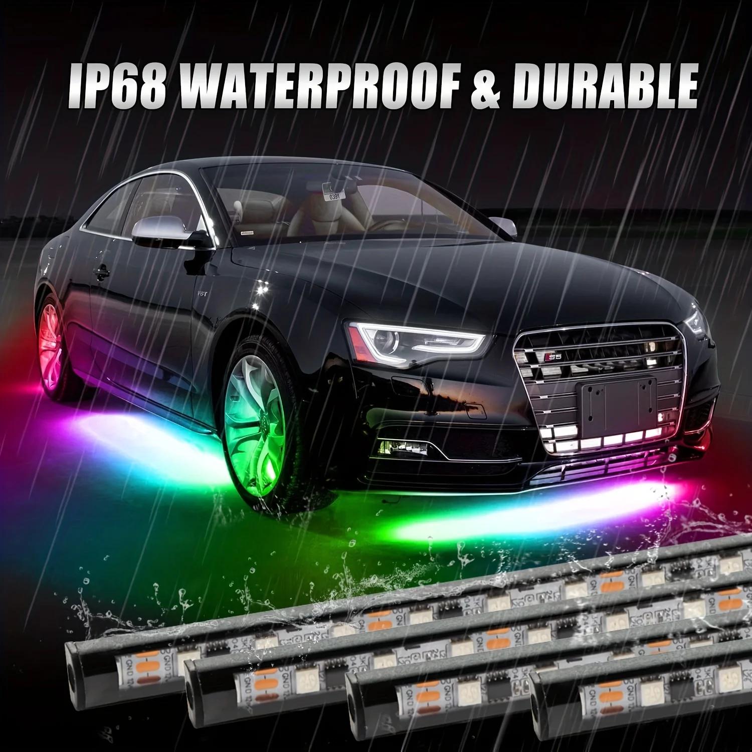 Bande lumineuse LED RGB Flexible pour voiture, 12V, lumière ambiante sous le corps, avec contrôle pa
